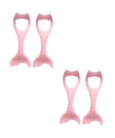 Healeved 4 Pcs Mascara Brush Massaging Eye Mask Lash Mascara Eyeshadow Eyeliner Guide Pink