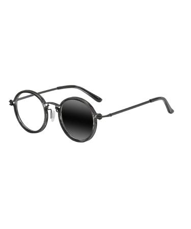 Near Far Strength Multifocal Progressive Men's Retro Round Varifocal Transition Photochromic Reading Glass +1.0 +3.0 Gunmetal 2 x