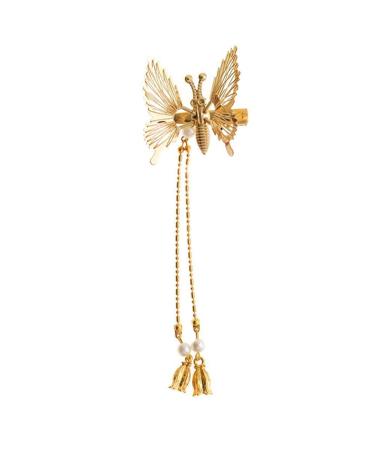 Aofin 1 piece Elegant tassel butterfly hair needle temperament-butterfly hair clips non-slip retro hair clips movable flying girls shiny hair clip gold