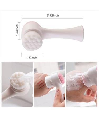 KDDOM 2 in 1 Facial Cleansing Brush for Deep Pore Exfoliation - Soft Bristles Silicone Massager for Blackhead & Acne Removal (Pink) - Buy Online on GoSupps.com