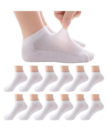 NC Boys Girls Toddler Ankle Socks 12 Packs No Show Combed Cotton Kids Socks for Outdoor Athletic Cushion Thin and Breathable Sock (white xx_l)