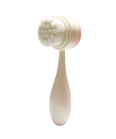 Face Brush MYMOOSH Double Side Facial Cleansing Brush with Soft Bristles for Face Cleansing Skin Care, Silicone Face Brush for Facial Scrub Exfoliating Massaging (White)