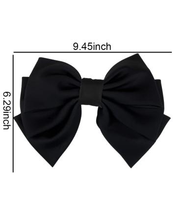 Large Black Bow Hair Barrette for Women and Girls - Satin Silk Ribbon Hair Clip for Ponytail - French Barrette Hairpin for Teens and Ladies - Buy Online on GoSupps.com