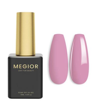 MEGIOR Pink Gel Nail Polish 15ml Mauve Pink Gel Polish 1PCS Soak Off UV LED Nail Gel Polish for Nail Art Manicure Salon DIY Home for Women Girls Nails