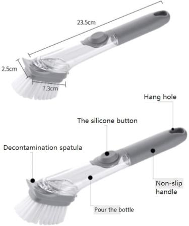 Kecung 2Pcs Dish Brush Dish Scrubber Kitchen Dish Scrub Brush with Handle Dish Cleaning Brush Dish Wand for Dishes/Pots - Grey - Buy Online on GoSupps.com