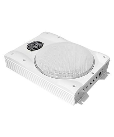 Lanzar Low Profile Marine Subwoofer System - 1000 Watt 8 Inch Slim Active Waterproof Amplified Bass Speaker - Underseat Mount Audio Sound Amplifier Box, Marine Vehicles - Lanzar AQTB8 (White)