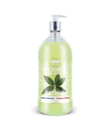LES PETITS BAINS DE Provence Pistachio Shower Gel 1L Les Petits Bains de Provence - Family Size | Extra Fat Soap-Free | Organic Pistachio Extract | Face Body & Hair | Made in Provence France | Dermatologically Tested