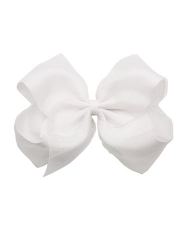 Xansema Women Girls Big Hair Bows 8 Inches Large Bows Ribbon Mesh Alligator Hair Clip Hair Barrettes Accessories (White)