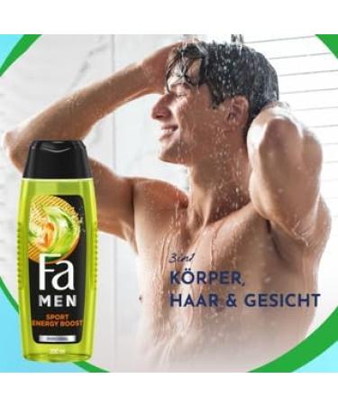 handle Fa MEN Sport Double Power Power Boost Body & Hair 3 x 250 ml 3in1 formula for body hair and face activate your body mind and senses with the refreshing scent of Guarana & ginseng - Buy Online on GoSupps.com