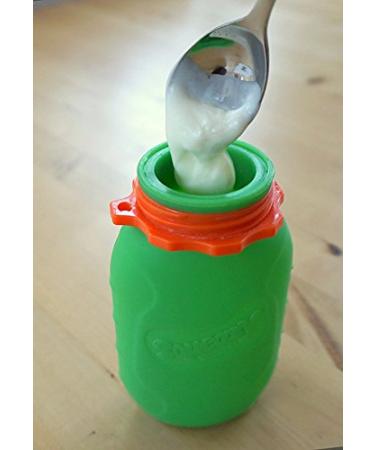 Squeasy Snacker Green - Reusable Silicone Squeezy Pouch 180ml | BPA-Free Self-Filling Snack Pouch for Kids - Buy Internationally! - Buy Online on GoSupps.com