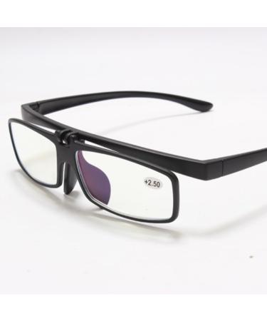 Flip Up Reading Glasses - Unisex Vintage Blue Light Blocking Readers 2.0x for Close Work - Black - Buy Online on GoSupps.com