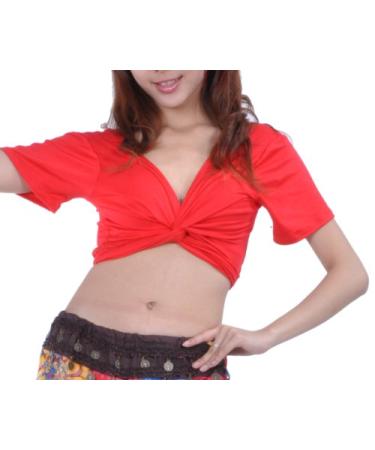 BellyLady Belly Dance Short Sleeved Wrap Top Red