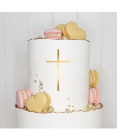 Cake topper (cross) Charm acrylic/wood baptism communion confirmation confirmation cake plug cake cake plug decoration caketopper (2 pieces gold) gold 2 pieces