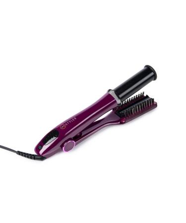 InStyler Max 1.25 Purple 2-Way Professional Rotating Iron with Sectioning Comb - Heated Tourmaline Ceramic Barrel Straightens Without Creasing for Blowout Styling - For All Hair Types
