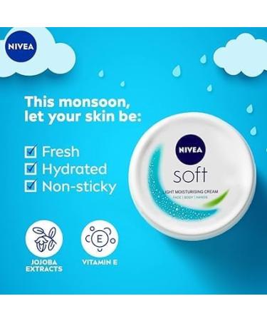 NIVEA Soft Light Moisturizer - Instant Hydration for Face Hand & Body Non-Greasy Cream with Vitamin E & Jojoba Oil 200ml - International Shipping Available - Buy Online on GoSupps.com