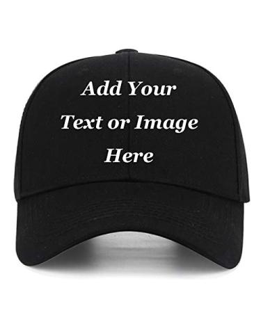 Custom Baseball Cap with Your Text,Personalized Adjustable Trucker Caps Casual Sun Peak Hat for Gifts Black One Size