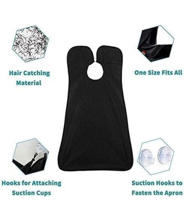 Black Beard Bib Apron Beard Hair Catcher Waterproof Non-Stick Grooming Cloth Shaving & Trimming & Beard Hair Catcher with 3 Suction Cups Best Gifts for Men DarkBlack - Buy Online on GoSupps.com