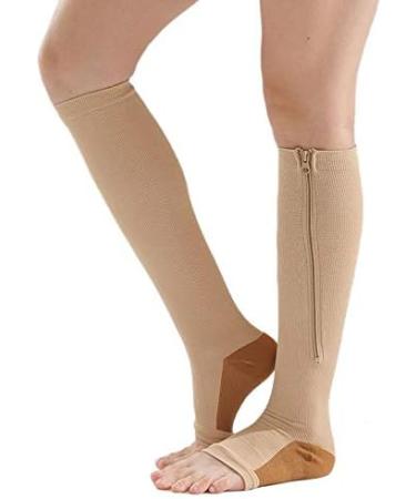 Buy Pyugxab 2 Pair XXL Black Compression Stockings - Open Toe Knee-Supported Nylon Zip for Optimal Leg Support - Buy Online on GoSupps.com