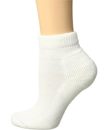 Thorlos Women's HPMW Diabetic Thick Padded Low Cut Sock  White  Medium