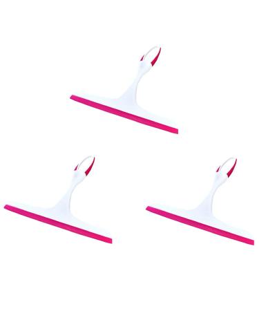 3 Pcs Shower Window Squeegee Silicone Handheld Wiper Car Squeegee Window Cleaner for Bathroom Home Mirrors Floor Window Car Glass (3pcs Rose red)