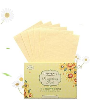CangNingShang 100 Sheets Tissues Face Oil Blotting Papers Makeup Acne Prone Skin Daily Use Natural Oil Absorbing Chamomile Orange