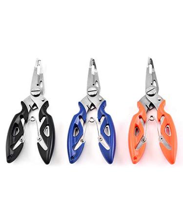 tzoxal Fishing Pliers Stainless Steel Fish Hook Remover, Saltwater Resistant Fishing Braid Scissors Braided Line Cutter, Split Ring Opener Fishing Tools 5in-3pcs