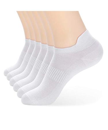 ATBITER Ankle Socks Women's Thin Athletic Running Low Cut No Show Socks With Tab 6-Pairs 6 Pairs-white 6-9