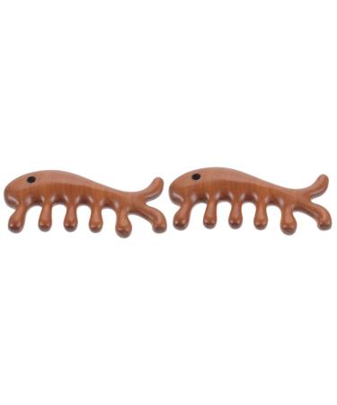 Beavorty 2st Massagekamm in fish form wooden comb jade facial treatment no static comb hair tubing comb golden sandal wood massage device nursing comb comb man tool wooden