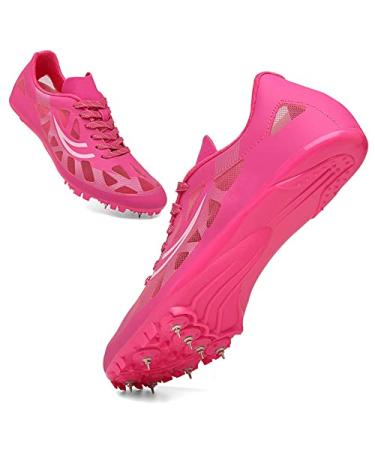 GEXECEUSS Track and Field Spike Shoes Breathable Lightweight Running Training Sneakers Anti-Slip Track Race Athletics Shoes(Boys, Girls,Womens, Mens) 5.5 1809pink