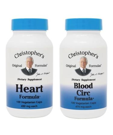 Dr. Christopher s Original Formula Bundle of Heart Formula and Blood Circulation Formula | 100 Vegetarian Capsules in Each Bottle | Dietary Supplements | USDA Organic