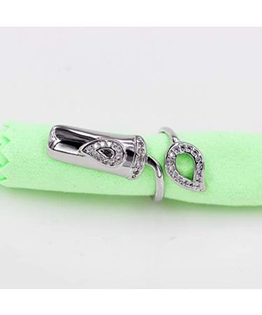 Uloveido Women's Crystal Rhinestone Fingernail Ring - Nail Art Charm for Girls SZ287 Platinum-3 - Buy Online on GoSupps.com