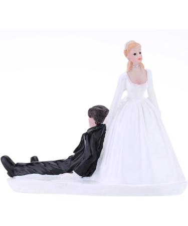 TOUFA Cake Topper Synthetic Resin Bride & Groom Wedding Cake Topper Romantic Wedding Party Decoration Adorable Figurine Craft Gift Black & White 4 - Buy Online on GoSupps.com