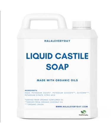 HalalEveryday Liquid Castile Soap Unscented 16 oz - Made with Organic Oils Concentrated 100% Pure and All Natural - Vegan and Non- GMO - Gentle Liquid Soap for Body Wash Skin Cleansers Cosmetics Dish Soap Hand Soap and more!