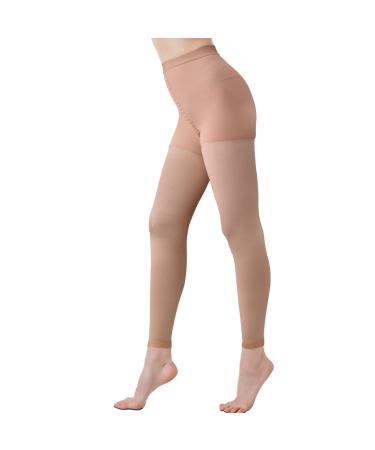 Medical compression tights for varicose veins edema gradient pressure 20-30 mmHg opaque graded compression stockings Footless beige X-Large