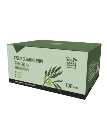 Natural Tea Tree Eyelid Cleansing Wipe - Eyelid Scrubs - Eyelid Hygiene - naturally cleans allergens - 100% Preservative Free (100p Green) 100p Green