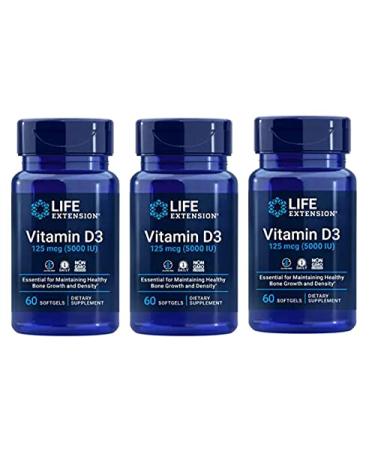 Life Extension Vitamin D3 5 000 IU 60 Softgels - 3-Pak