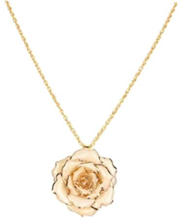 WIPPWER Gold Dipped White Rose Pendant Necklace - Perfect Valentine & Mother Day Gift for Women - Buy Online on GoSupps.com