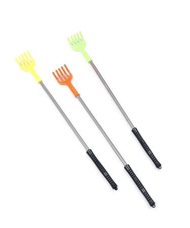 Parence - Set with 3 long ergonomic scraps with a 42 cm long fork handle/massage device that reaches all areas of the back - back scratches random colors (blue purple pink orange).