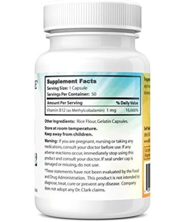 Dr. Clark Vitamin B12 1mg Supplement - 50 Gelatin Capsules - Buy Online on GoSupps.com
