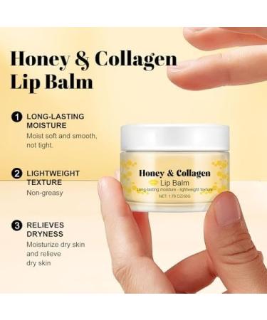 Honey & Collagen Lip Balm 50g Moisturizing Lip Plumper Lip Care for Smooth Lips Long-Lasting Alcohol-Free Smooth Texture Non-Greasy with Collagen for Hydration Gifts for Women - Buy Online on GoSupps.com