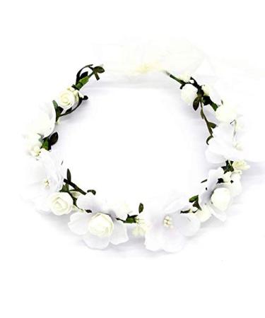Flower Crown Flower Headband Floral Garland Headbands Boho Rose Head Band Women Lady Girl Hairband Wreaths Garlands for Hat Ornament Party Festival Beach Travle Bridal Wedding Hair Accessories
