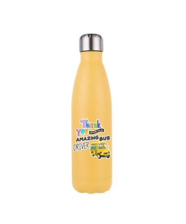 School Bus Driver Gift Thank You for Being Such an Amazing Bus Driver Appreciation Gift 500 ML Double Walled Insulated Stainless Steel Cola Bottle. (Matt Yellow)