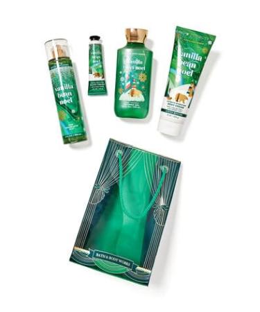 Bath and Body Vanilla Bean Noel Gift Set - 8 oz. Fragrance Mist - 8 oz. Body Cream - 10 oz. Shower Gel and 1oz. Hand Cream Arranged Inside a Festive Holiday Gift Bag