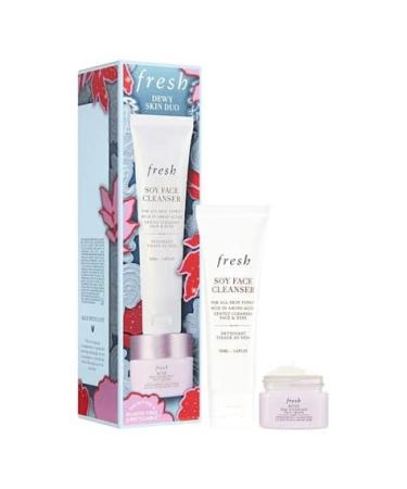 Dewy Skin Duo Skincare Set by Fresh for Women - 2 Pc 1.6oz Soy Face Cleanser 0.5oz Rose Deep Hydration Face Cream