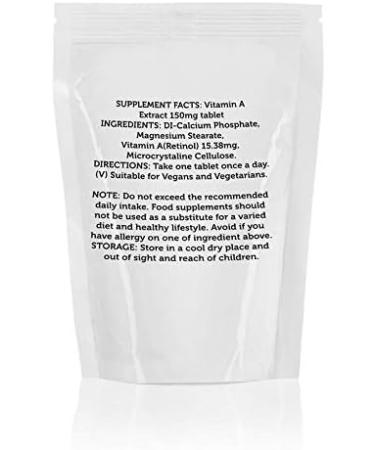 Vitamin A 150mg 1500mcg 325 000 IU/g x60 Tablets Pills UK Nutrition Vision Vitamins Carotenoids Retinol - Buy Online on GoSupps.com