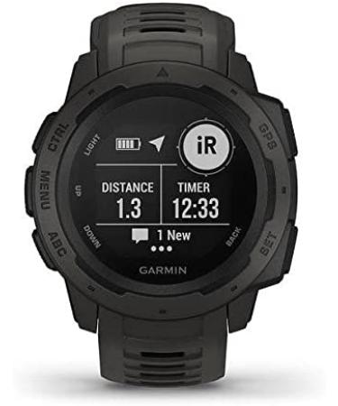 Garmin Instinct Graphite Outdoor Watch with GPS, Glonass, Galileo, Heart Rate Monitoring, Compass - Buy Online on GoSupps.com