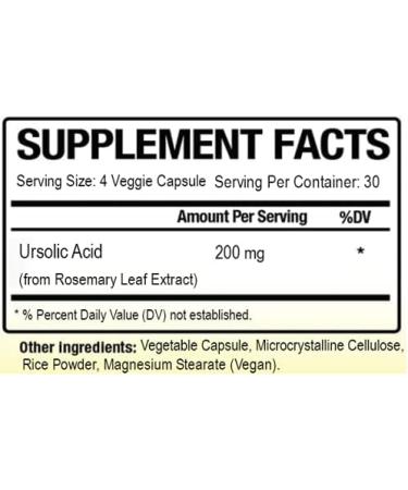 Ursolic Acid 200 mg Gelatin Free Non-GMO Made in USA 120 Count - Buy Online on GoSupps.com