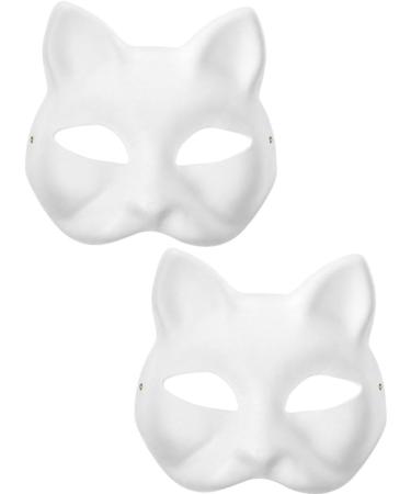 Vicasky Cat Masks - 2 Pack Empty White Animal Masks for Cosplay & Dance Parties - Unsumed Half-Sighted Self-Paintable Masquerade Masks - Buy Online on GoSupps.com