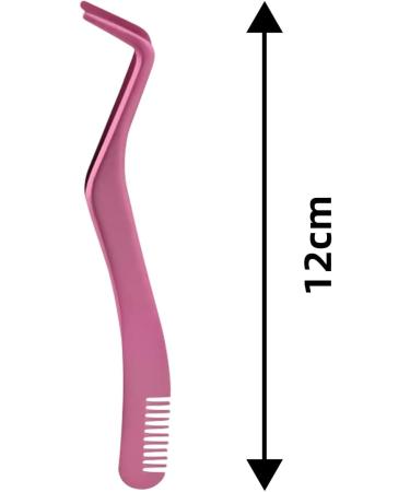 Eyelash Applicator Tool - 2 in 1 Double Ended Lash Tweezers with Comb, Curved Nipper - Pink - Buy Online on GoSupps.com