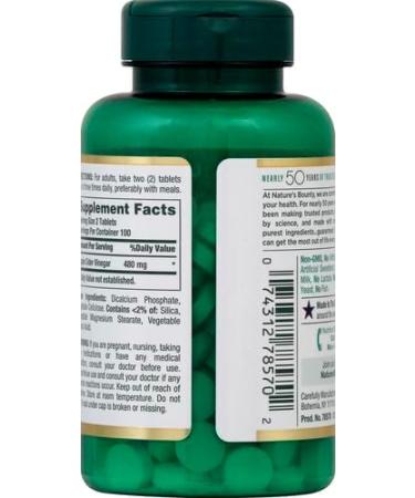 Buy Nature's Bounty Apple Cider Vinegar 480mg Pills - Vegetarian Plant-Based Supplement (200 Tablets Pack of 2) - Fast International Shipping - Buy Online on GoSupps.com